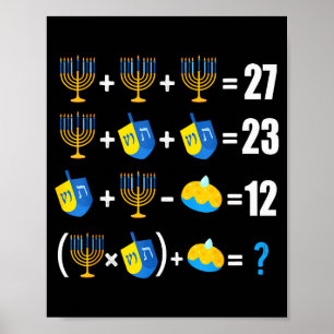 Happy Hanukkah Menorah Dreidel Doughnut Math Teach Poster