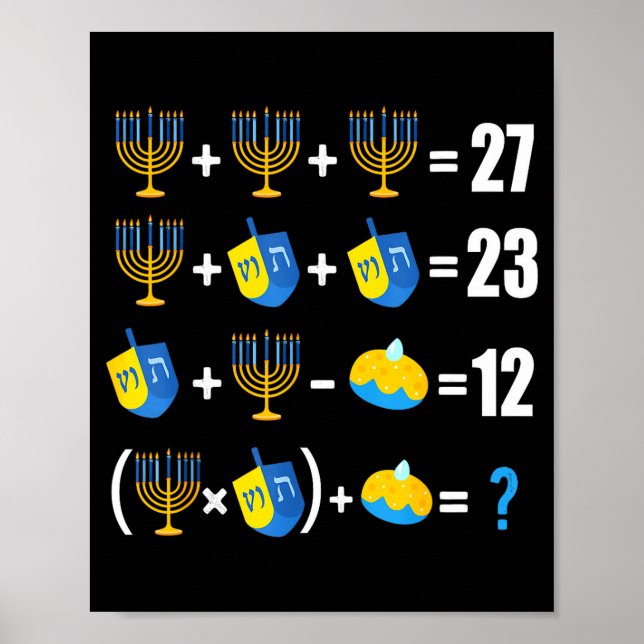 Happy Hanukkah Menorah Dreidel Doughnut Math Teach Poster (Front)