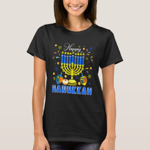 Happy Hanukkah Menorah Dreidel Proud Jewish Family T-Shirt