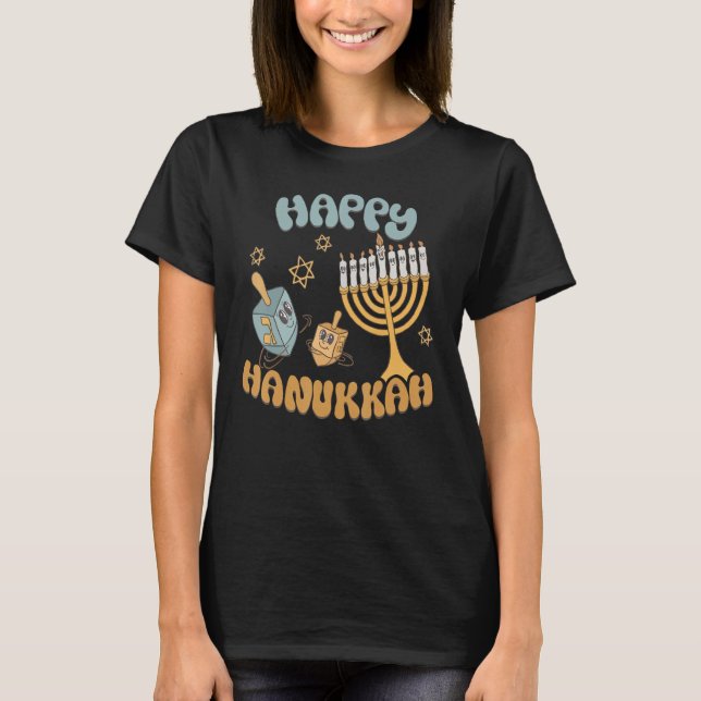 Happy Hanukkah Menorah Dreidel Retro Chanukkah Men T-Shirt (Front)