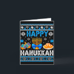 Happy Hanukkah Menorah Dreidel Ugly Chanukah Pajam Card<br><div class="desc">Happy Hanukkah Menorah Dreidel Ugly Chanukah Pajama Jewi-shirt</div>