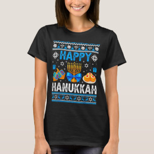 Happy Hanukkah Menorah Dreidel Ugly Chanukah Pajam T-Shirt