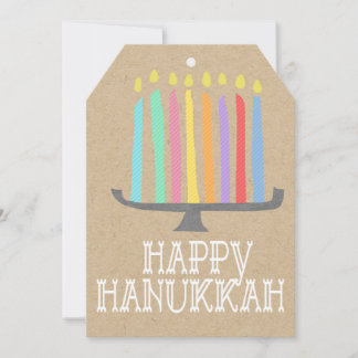 Happy Hanukkah menorah gift tag Holiday Card