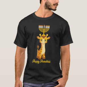 Happy Hanukkah Menorah Giraffe    Boys Teens T-Shirt