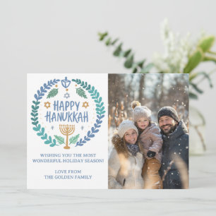 Happy Hanukkah Menorah Hand Drawn CUSTOM PHOTO  Holiday Card