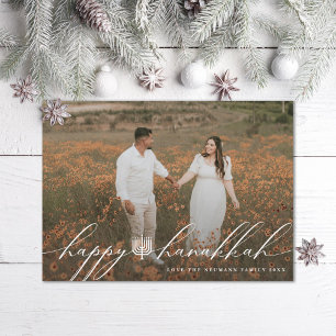 Happy Hanukkah Menorah Hanukkiah Photo Holiday Card