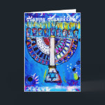 Happy Hanukkah! Menorah Holiday Card<br><div class="desc">Jolie Frank Original Reverse Glass Acrylic Paint Design. 2011</div>