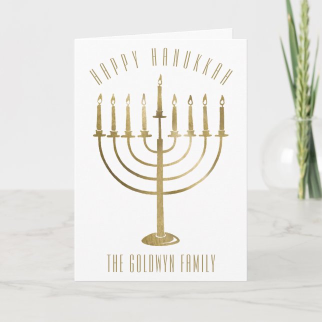 Happy Hanukkah Menorah Inside Photo Holiday Card (Front)