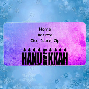 Happy Hanukkah Menorah Label
