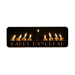 Happy Hanukkah Menorah Light Nine Burning Candles