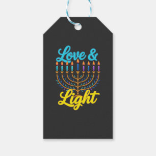 Happy Hanukkah Menorah Lights Celebration Gift Tags