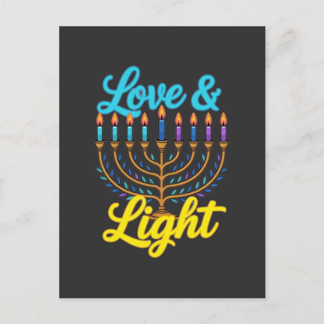 Happy Hanukkah Menorah Lights Celebration Postcard (Front)