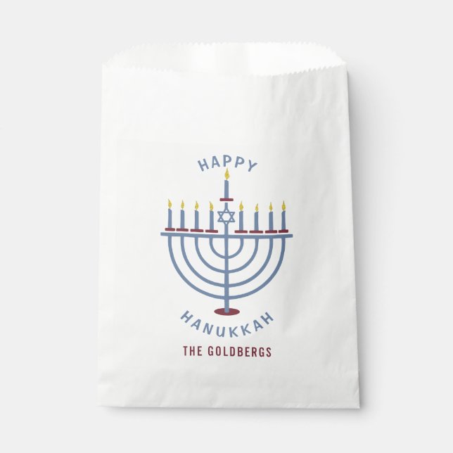 Happy Hanukkah Menorah Party Custom Favour Bags (Front)