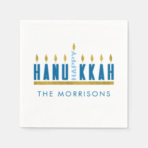 Happy Hanukkah   Menorah Personalised Napkin