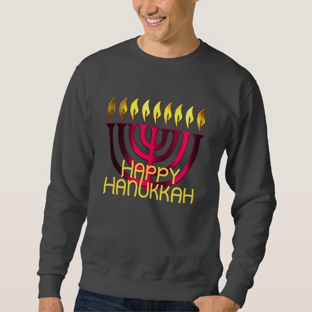 Happy Hanukkah Menorah Pink Sweatshirt (Front)