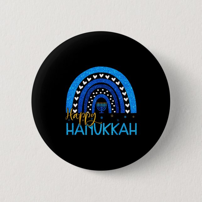 Happy Hanukkah Menorah Rainbow Jewish Gift Women K 6 Cm Round Badge (Front)