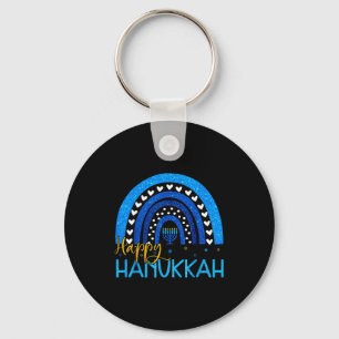 Happy Hanukkah Menorah Rainbow Jewish Gift Women K Key Ring