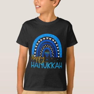 Happy Hanukkah Menorah Rainbow Jewish Gift Women K T-Shirt