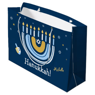 Happy Hanukkah Menorah Rainbow Large Gift Bag
