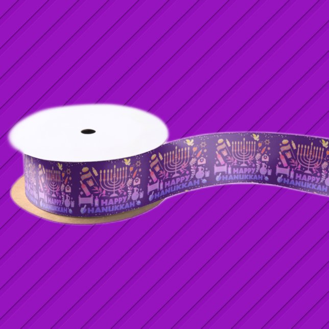 Happy Hanukkah Menorah Satin Ribbon (Creator Uploaded)