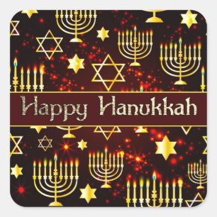 Happy Hanukkah Menorah Square Sticker