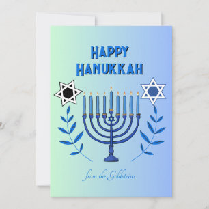 Happy Hanukkah Menorah Star of David Elegant Holiday Card