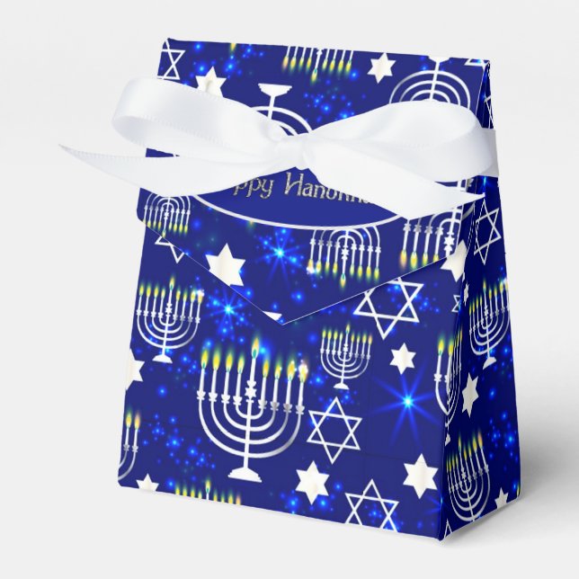 Happy Hanukkah Menorah Tent Favour Box (Front Side)