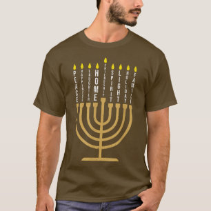 Happy Hanukkah Menorah Vintage Hebrew Jewish Holid T-Shirt