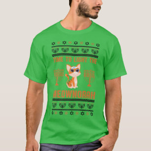 Happy Hanukkah Meownorah Jewish Cat Menorah Funny  T-Shirt