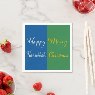 Happy Hanukkah Merry Christmas Dual Holiday Design Napkin