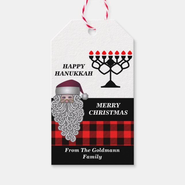  Happy Hanukkah & Merry Christmas  Gift Tags (Front)