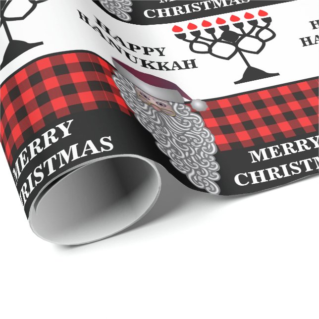  Happy Hanukkah & Merry Christmas  Wrapping Paper (Roll Corner)
