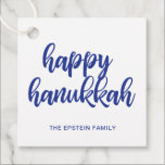 Happy Hanukkah Modern Blue Holiday Favour Tags<br><div class="desc">Modern holiday gift / favour tag featuring a simple yet elegant design with "Happy Hanukkah" in bold navy blue typography along with your family name over white. These tags are great for adding a personal touch to your Hanukkah gifts or party favours. Coordinating items available in the complete collection. If...</div>