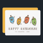 Happy Hanukkah Modern Dreidel Holiday Card<br><div class="desc">Design is composed of Dreidel spinning top illustration. Add your name,  greeting,  and year</div>