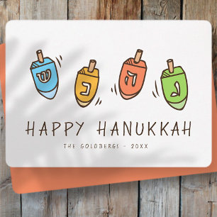 Happy Hanukkah Modern Dreidel Holiday Card