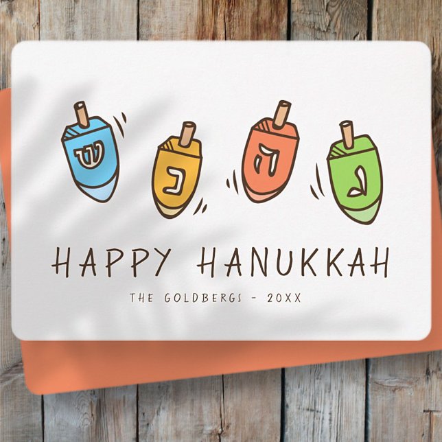 Happy Hanukkah Modern Dreidel Holiday Card (Creator Uploaded)