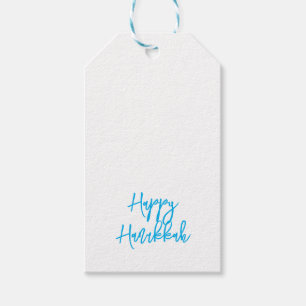 Happy Hanukkah Modern Holiday Typography Blue Gift Tags