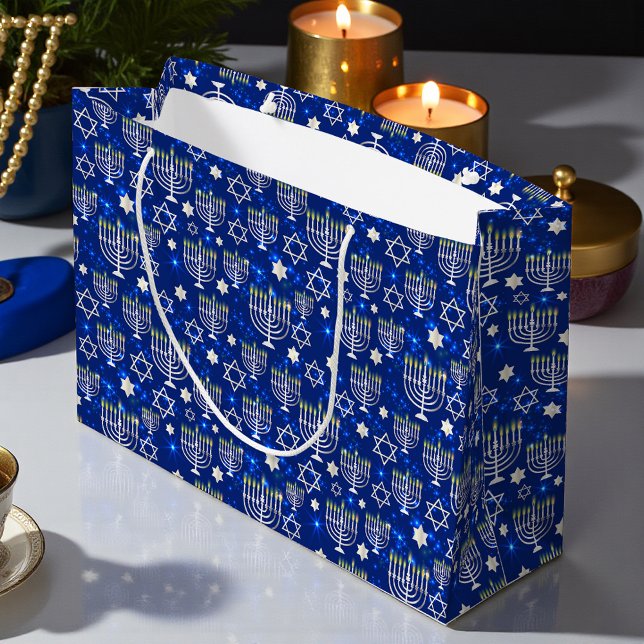 Happy Hanukkah Modern Large Gift Bag (Creator Uploaded)