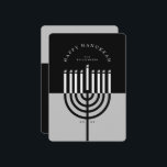 Happy Hanukkah Modern Menorah Candle Black & Grey Holiday Card<br><div class="desc">Happy Hanukkah, send your Hanukkah wishes to your family and friends with our beautiful and modern customisable holiday card. Our design features our modern menorah candle. A modern black and grey colour palette is used. "Happy Hanukkah" is written in a modern font and arch around the menorah candle. Customise with...</div>
