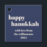 Happy Hanukkah Modern Navy Blue Personalised Favour Tags<br><div class="desc">Add a touch of elegance to your celebrations with these Happy Hanukkah Modern Navy Blue Personalised Favour and Gift Tags. Featuring a sleek navy blue background with a contemporary design, these tags are perfect for adding a personalised message to your Hanukkah gifts and favours. The clean lines and modern typography...</div>