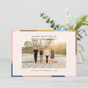 Happy Hanukkah Modern Pastel Colour Block Photo Holiday Card