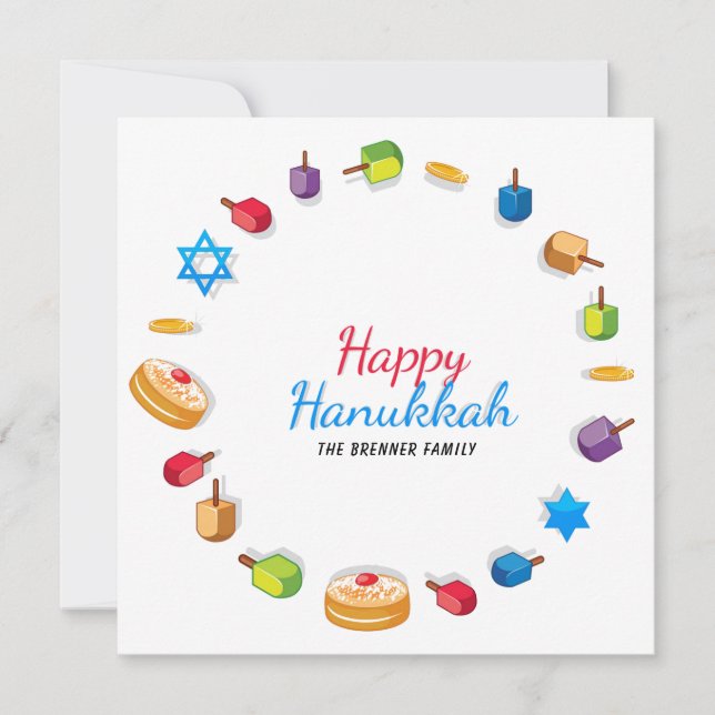 Happy Hanukkah Modern Photo Dreidel Star Name (Front)
