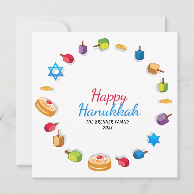 Happy Hanukkah Modern Photo Dreidel Star Name (Front)