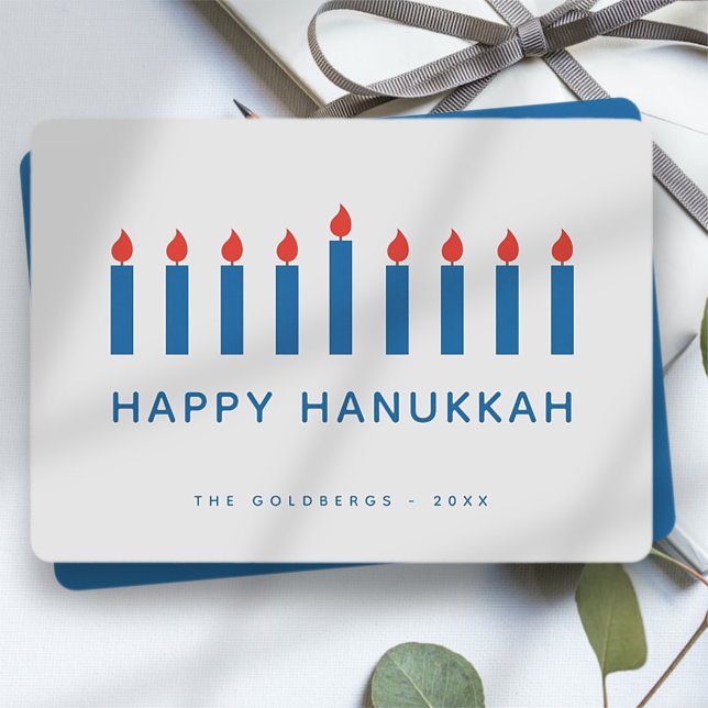 Happy Hanukkah Modern Simple Candle Lights Holiday Card (Creator Uploaded)