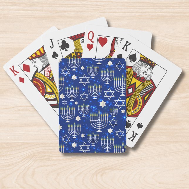 Happy Hanukkah Modern Star Of David Menorah Playing Cards (Creator Uploaded)