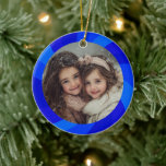 HAPPY HANUKKAH Modern Swirl Star Custom PHOTO Ceramic Tree Decoration<br><div class="desc">An ornament for your Hanukkah bush! Hand made art for you. FULLY CUSTOMIZABLE! Click "personalize" to add photo and text and adjust the fonts, colors and placements. THANK YOU FOR SUPPORTING INDEPENDENT ARTISTS! All artwork and designs are created by me. I love to draw and paint! Thanks for shopping with...</div>