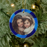 HAPPY HANUKKAH Modern Swirl Star Custom PHOTO Ceramic Tree Decoration<br><div class="desc">An ornament for your Hanukkah bush! Hand made art for you. FULLY CUSTOMIZABLE! Click "personalize" to add photo and text and adjust the fonts, colors and placements. THANK YOU FOR SUPPORTING INDEPENDENT ARTISTS! All artwork and designs are created by me. I love to draw and paint! Thanks for shopping with...</div>