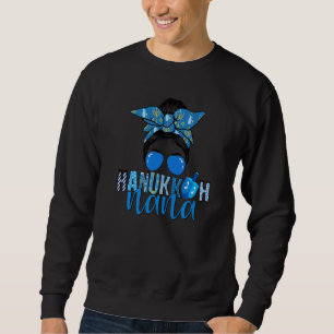 Happy Hanukkah Nana Messy Bun Jewish Christmas Paj Sweatshirt