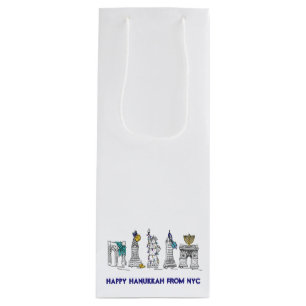 Happy Hanukkah New York City NYC Chanukah Holiday Wine Gift Bag