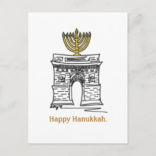 Happy Hanukkah NYC Washington Square Menorah Holiday Postcard